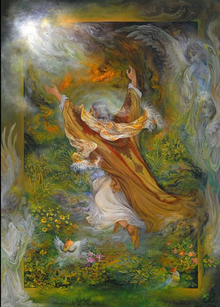 تابلو مینیاتوری ابراهیم در گلستان اثر محمود فرشچیان