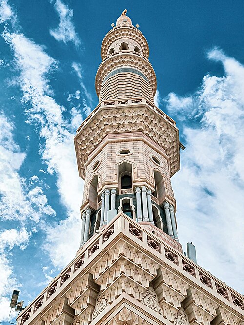 تصویری از یکی از مناره‌های مسجد النبی