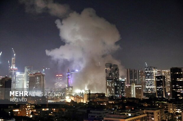 تصویری از بمباران تلآویو در عملیات وعده صادق ۳