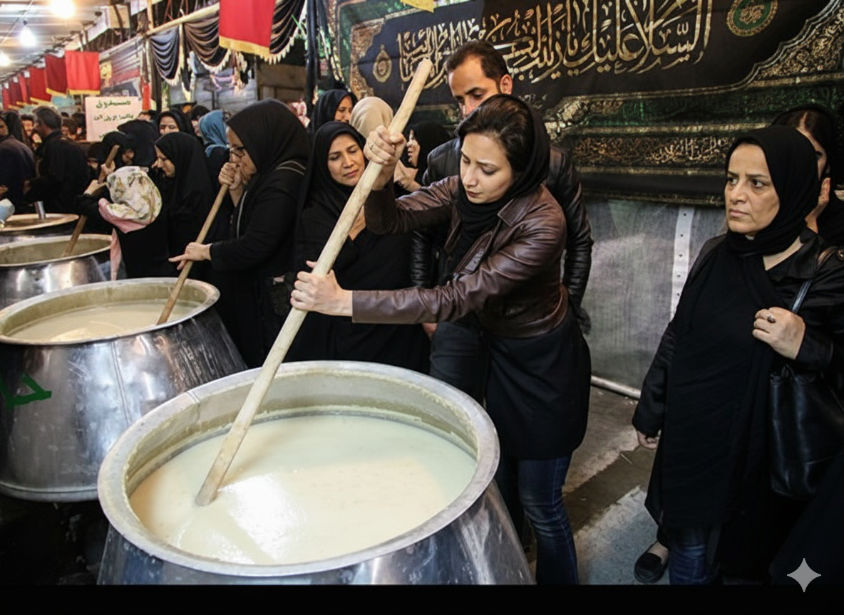 مراسم سنتی حلیمپزان در حسینیه سیدالشهداء- اربعین حسینی