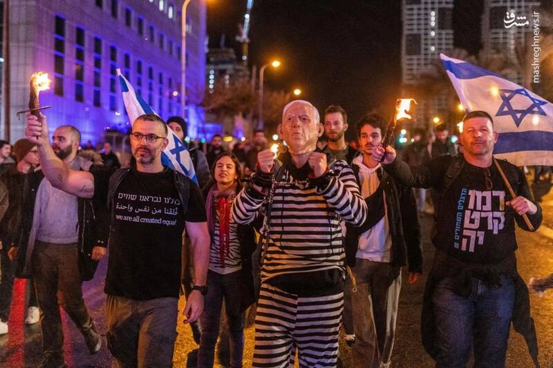 تظاهرات صهیونیست ها مقابل خانه نتانیاهو