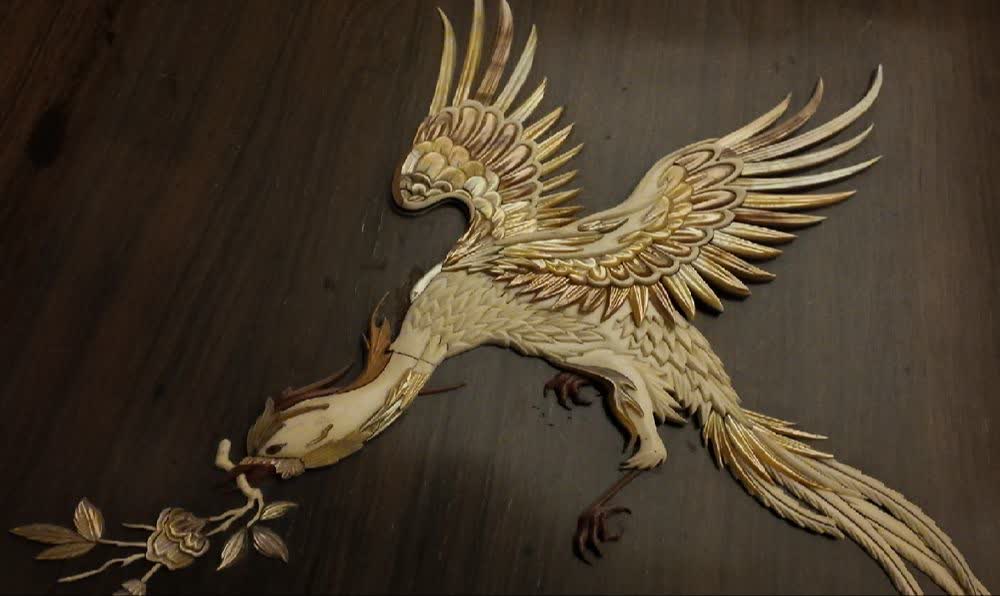 تابلوی معرق با طرح مرغ و گل اثر استاد علی امامی محفوظ