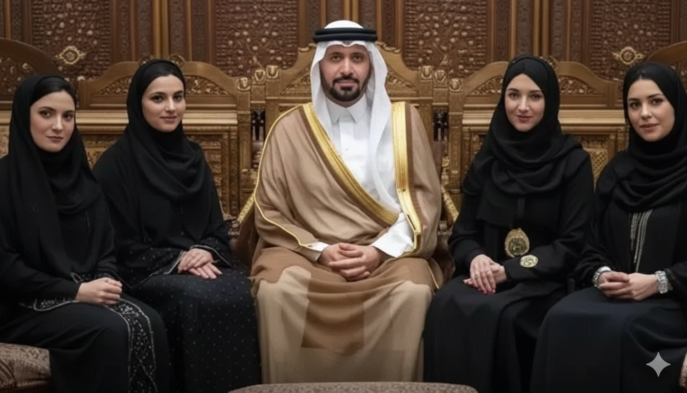 مردی ۵۰ ساله در منطقه جازان عربستان دارای چهار همسر